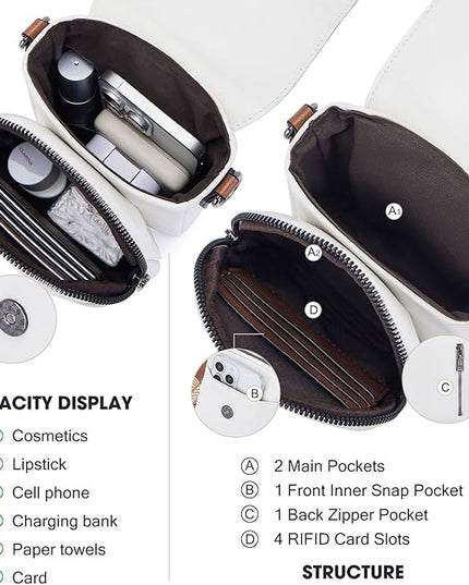 POIUGOYA Small Crossbody Bags for Women Trendy,Leather Triple Compartment Cell Phone Crossbody Wallet Purses with Card Slots