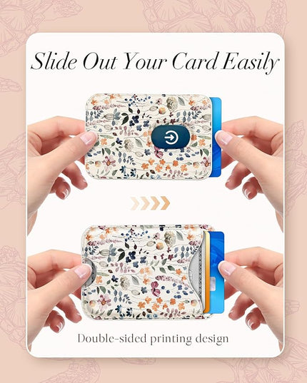 Shorogyt Compatible with Magsafe Wallet Magnetic Card Holder - Watercolor Flower Phone Wallets for Women Teen Girls Cute for iPhone 17/16/15/14/13/12 Series Slim for Apple Mag Magnet, Fit 3 Cards