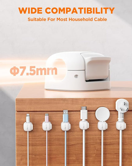 12Pack Cord Organizer, Chfeila Compact Dual Spring & Clasp Lock Cable Management Clips, Adhesive Phone Charger Keeper, Wire Holder for Nightstand/Car, Home Office Desk Accessories Decor Essentials