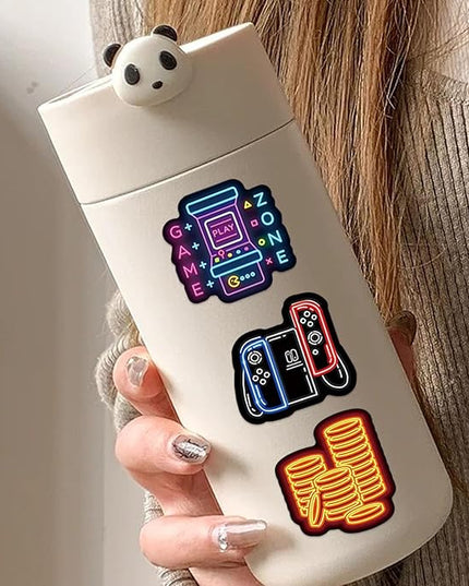 50Pcs Neon Game Stickers, Video Game Stickers, Gamer Waterproof Vinyl Decals for Laptop, Water Bottle, Skateboard, Gamer Decor, Party Favors Gifts