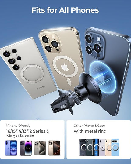 VICSEED for MagSafe Car Mount [Upgraded Strongest Magnet Power] Magnetic Phone Holder for Car Vent 360 Adjustable Magnetic Car Phone Holder Mount for iPhone 16 Pro Max 15 14 13 12 Plus Mini