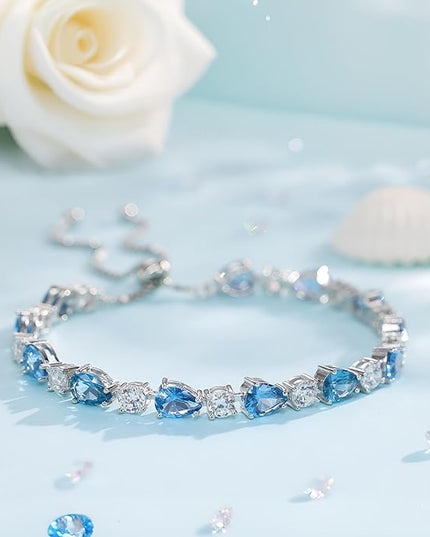 FANCIME Shine of Tears Birthstone Tennis bolo Bracelets Sterling Silver Tennis Bracelets Charm Fine Jewelry Birthday Gifts for Women Mom