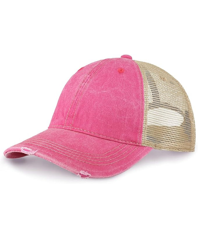 CHOK.LIDS Everyday Premium Washed Trucker Hat Unstructured Distressed Pigment Dyed Cap Adjustable Outdoor Headwear