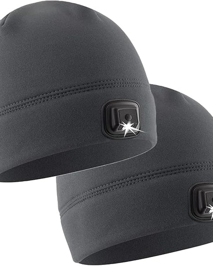 POWERCAP LED Hat Light 150 Lumens Rechargeable Fleece Beanie with Bright Built-in Headlamp Waterproof LED Warm One Size Cap