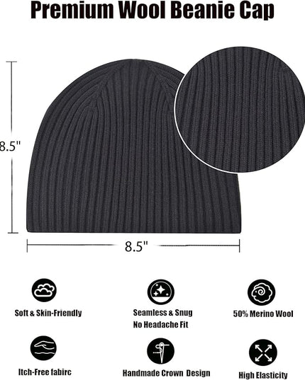 choshion Wool Knit Fisherman Beanie Hat for Men Women,Cuffless Warm Short Cuff Beanies Toboggan Ski Hats Winter Skull Cap