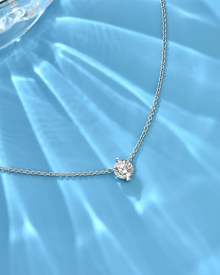 G&GEMSJEW Heart Necklaces for Women, 1-2 Carats Moissanite, 18K White Gold-Plated 925 Sterling Silver Round Brilliant Cut Moissanite Imitation Diamond Necklaces, Jewelry Gifts for Christmas Valentine's Day,Anniversary Present for Wife Women