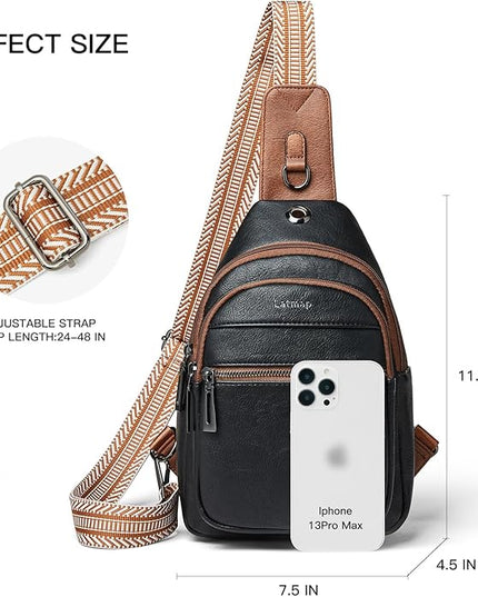 Sling Bag For Women Faux Leather Small Casual Daypack Backpack Fanny Pack Crossbody Chest Bags Purse
