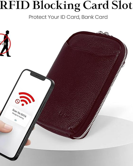 befen Genuine Leather Crossbody Cell Phone Purse for Women, Small Zip Around RFID Blocking Crossbody Wallet Bags