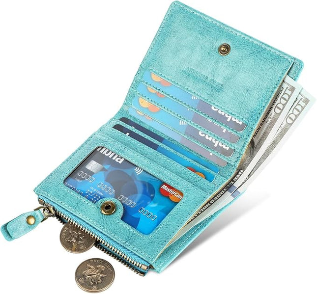 Lavemi Ultra Thin Small Compact Leather Womens Girls Wallets RFID Blocking Credit Card Holder for Women