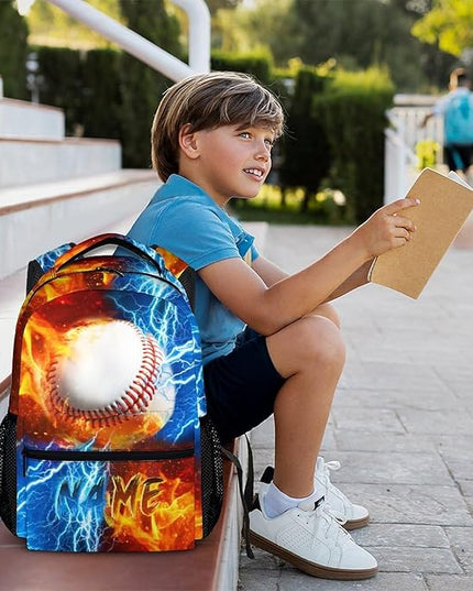 Backpack for Kids Boy Custom Baseball Bookbag for School Elementary Middle Primary, Personalized Student School Supplies