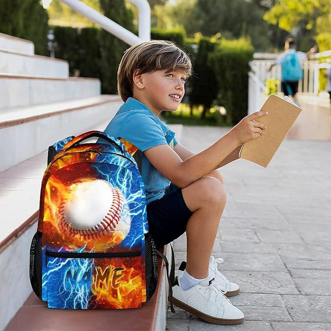 Backpack for Kids Boy Custom Baseball Bookbag for School Elementary Middle Primary, Personalized Student School Supplies