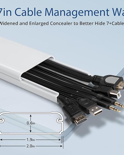 47in TV Cord Hider, YCLYC Cord Hider for Wall Mount TV, Large Cable Hider, Paintable Wire Covers for Cords, Cable Management Cord Organizer, Wire Hiders for TV on Wall 3*L15.7in W2in H0.7in, White