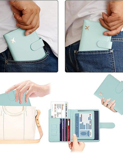 Melsbrinna Rfid Passport Holder for Travel women/Men, Cute Passport Wallet Rfid Blocking Card Slots, Rfid Passport Cover/CaseTravel Wallet, Passport Book Holder (1, Green1)