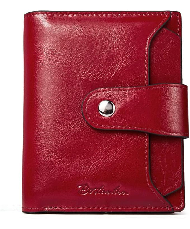 BOSTANTEN Women Leather Wallet RFID Blocking Small Bifold Zipper Pocket Wallet Card Case Purse with ID Window