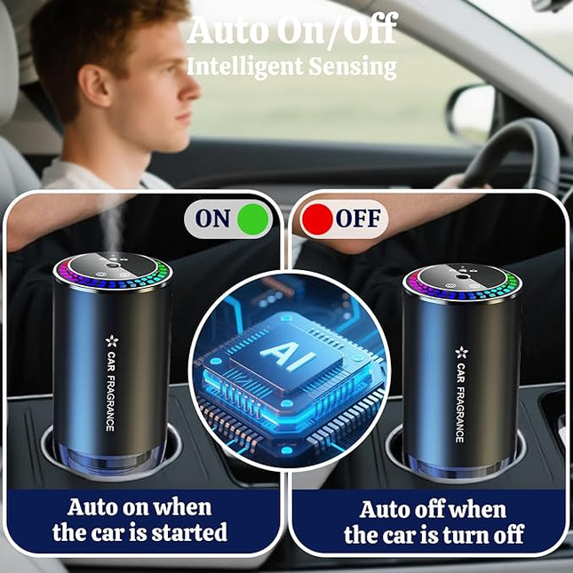 Smart Car Air Freshener Diffuser with Starry Sky Projection and RGB Music Syncing Light 50ml Capacity Aroma Diffuser Auto On/Off 3 Adjustable Modes Perfect for Car, Home and Office, Cologne