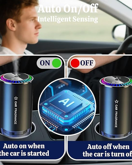 Smart Car Air Freshener Diffuser with Starry Sky Projection RGB Music Syncing Light 100ml Aroma Diffuser Auto On/Off 3 Adjustable Modes Perfect for Car Home and Office, Cologne and Ocean