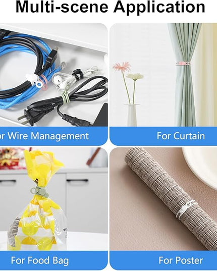 OneLeaf 30Pcs Cord Organizer, Silicone Cable Ties Reusable, Cord Ties for Electronics, Multipurpose Elastic Wire Ties, Travel Essentials for Cable Organizer, Wire Organizers for Fastening Cords