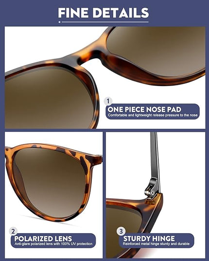 WOWSUN Retro Polarized Sunglasses Womens 2026 Trendy Round Classic Glasses