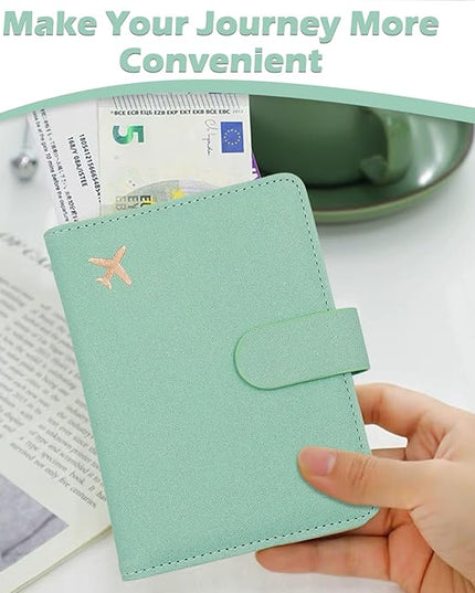 Melsbrinna Rfid Passport Holder for Travel women/Men, Cute Passport Wallet Rfid Blocking Card Slots, Rfid Passport Cover/CaseTravel Wallet, Passport Book Holder (1, Green4)