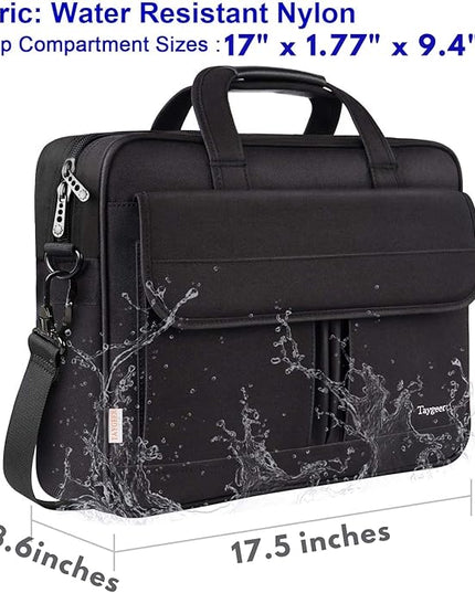 Taygeer 17 inch Laptop Bag, Professional Business Office Briefcase for Men Women, Premium Water Resistant Carry On Laptop Case Shoulder Messenger Bag Fits 15.6 17 Inch Notebook/Computer, Black