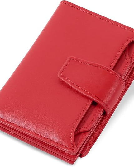 Airkit Small Wallet Women RFID Blocking PU Leather Bifold Compact Card Holder Wallet for Women with Zipper Coin Pocket 4 ID Window