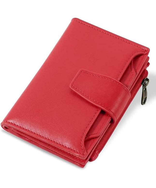 Airkit Small Wallet Women RFID Blocking PU Leather Bifold Compact Card Holder Wallet for Women with Zipper Coin Pocket 4 ID Window