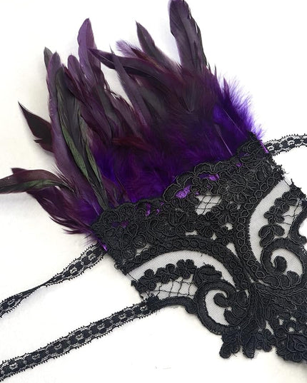 HOMELEX Women Black Lace Feather Gloves Witch Angel Costume Accessories Swan Wings Wrist Bands