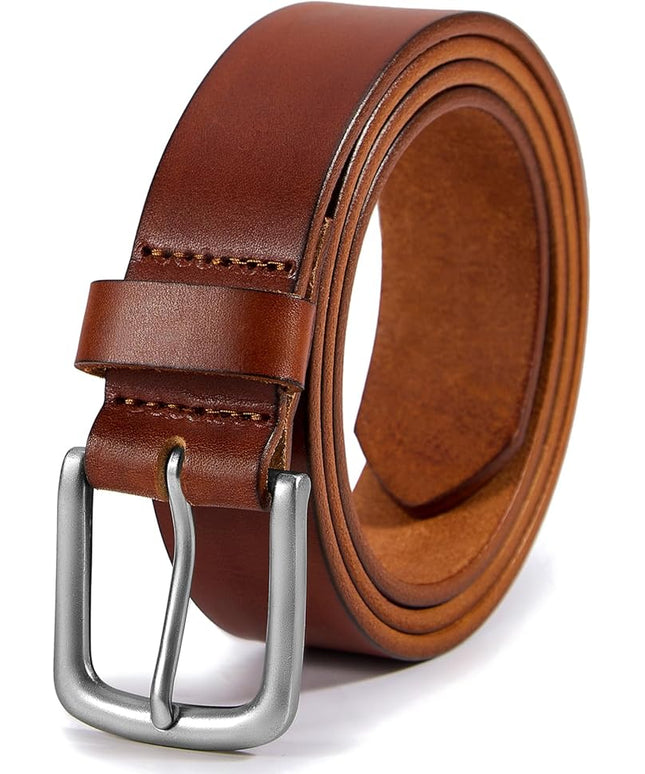 VATAN Men's Genuine Leather Casual Every Day Jeans Belts, Handmade Men Leather Belt with Gift Box