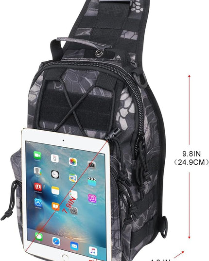 Qcute Tactical Backpack, Waterproof Military Cross-body Molle Sling Shoulder Backpack Chest Bag for Outdoor Every Day Carry