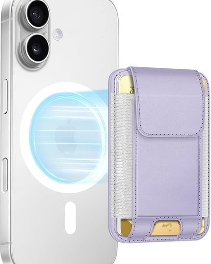 FINPAC MagSafe Wallet, Magnetic Card Wallet Holder for iPhone 17/16/15/14/13/12 Series, Safe RFID Blocking Slim Leather 6 Card Holder for Women Men
