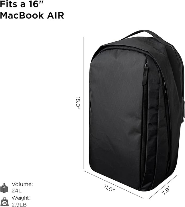 ALPAKA Metro Backpack Pro for Men - Fits 15.6" Laptop Business Travel Backpack with YKK Zippers, MOD Key Leash & Luggage Pass-through, Padded and Weatherproof X-pac Material Work Bag (Black)