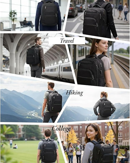 Laptop Backpack for Business Travel Water Resistant with USB Charging Port Lightweight Durable Large bag for Men and Women Fits 15.6 Inch Laptop Black