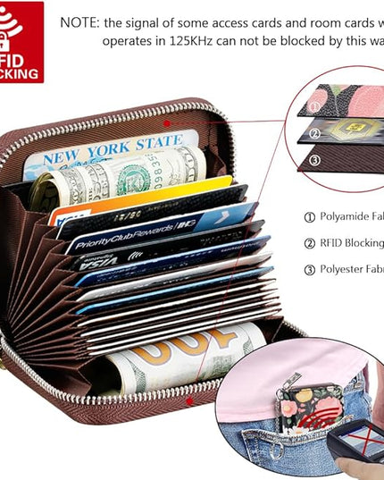 FurArt Zipper Wallet Women, RFID Blocking Credit Card Wallet, Business Card Holder, Compact Size KeyChain Wallet