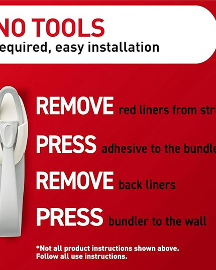 Command Cord Bundlers, Damage-Free Hanging Cord Organizer, No Tools Cord Bundler for Hanging Electrical Cables of Christmas Decorations, 6 Gray Cord Bundlers and 12 Command Strips