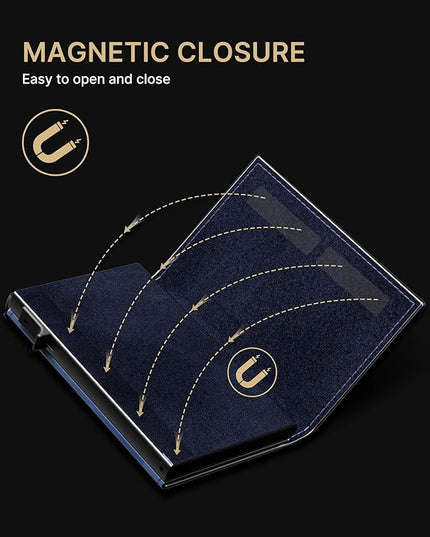 typecase Mens Wallet Card Holder for AirTag: Leather Smart Wallet for Men Compatible with Apple Air Tag, RFID Blocking, Slim, Minimalist - 9-14 Card Capacity | ID Window | Cash Slot (Navy)