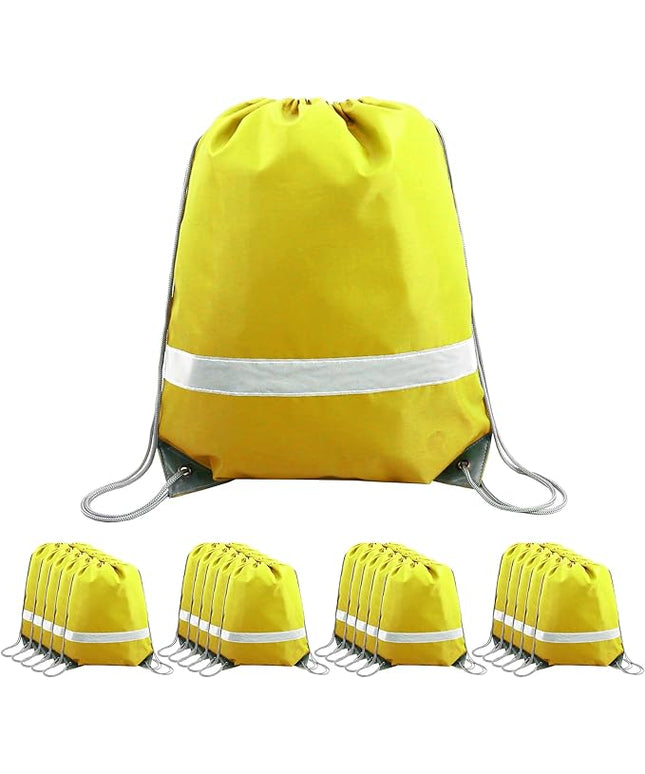 BeeGreen Drawstring Backpack Bags 20,30,50 Packs Reflective String Bags for Gym Sport Trip Cinch Sack DIY for Women Men