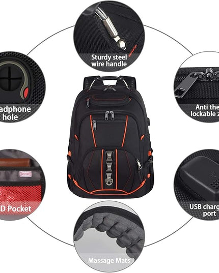 Travel Laptop Backpack,Extra Large 18.4 inch Gaming Laptop Backpacks with USB Charging Port,Big Capacity TSA Friendly RFID Anti Theft Pocket Durable College unisex Heavy Duty Computerbag
