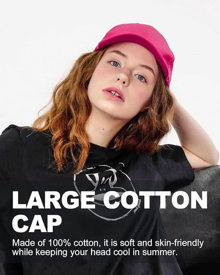 Zylioo XL XXL Oversize Baseball Cap, 100% Cotton Adjustable Dad Hat for Big Heads 23.5"-25.5", Soft Crown Large Size Cap