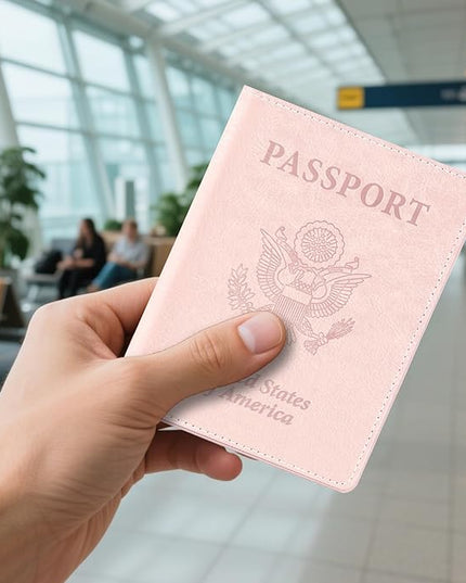 Black and Rose Gold Passport Holder, 2 PCS Passport Holder for Travel, Travel Passport Holders Must Haves for Women Men, Passport Cover Passport Wallet Case Holders for Travels Cruise Ship Essentials