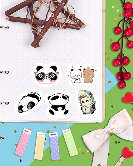 BulbaCraft 100Pcs Panda Stickers for Water Bottle and Laptop - Panda Party Supplies & Decorations, Waterproof Vinyl Decals, Cute Animal and Bear Stickers, Gifts for Women & Men