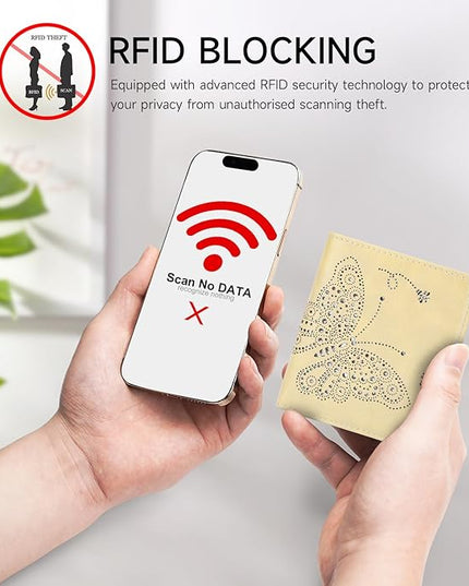 KITEVIUN Small RFID Wallet Women Ultra Thin Slim Womens Wallet Mini Compact Bifold Pocket Ladies Wallets for Women LIGHT YELLOW