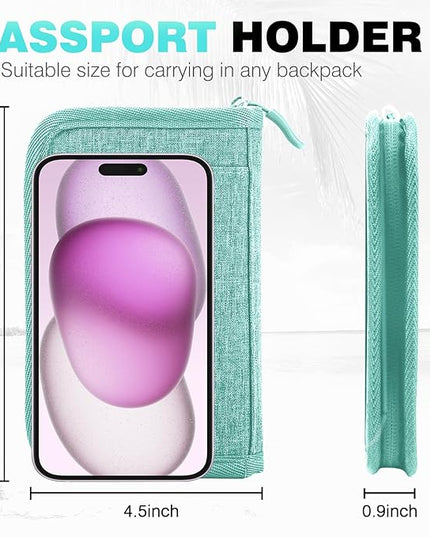 Single Passport Holder for Travel, RFID Travel Document Organizer for Women Waterproof Passport Wallet Men Portable Case for Cards, Boarding Pass, ID, Money, Tickets with Zipper