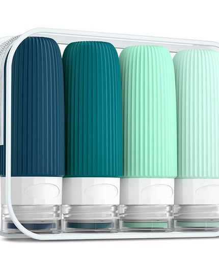 Travel Bottles for Toiletries, Tsa Approved 2oz Travel Bottles, BPA Free Leak Proof Travel Size Toiletry Containers, Refillable Travel Accessories with Toiletry Bag for Shampoo Liquid (4 Pack)
