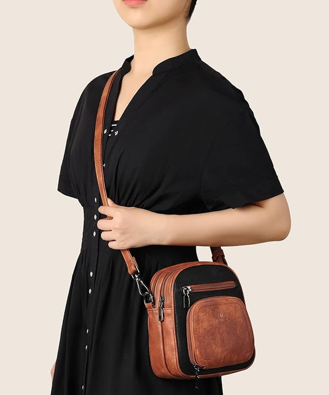 FADEON Small Purses for Women Crossbody Bags, Designer PU Leather Mini Cross Body Purse Travel Shoulder Bag Card Slots