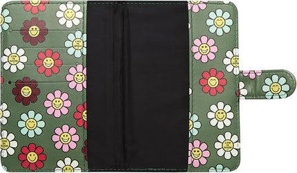 Life is Good Travel Passport Cover - Anti-Theft Passport Holder Wallet with Interior Card Slots, Magnetic Snap Closure, Happy Daisy