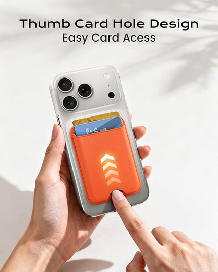 Magnetic Mag-safe Wallet Cell Phone Card Holder for Phone Case with Mag-Safe, Stronger Magnetic RFID Leather Phone Wallet Stick on for iPhone 17/16/15/14/13/12 Series, Fit 3 Cards