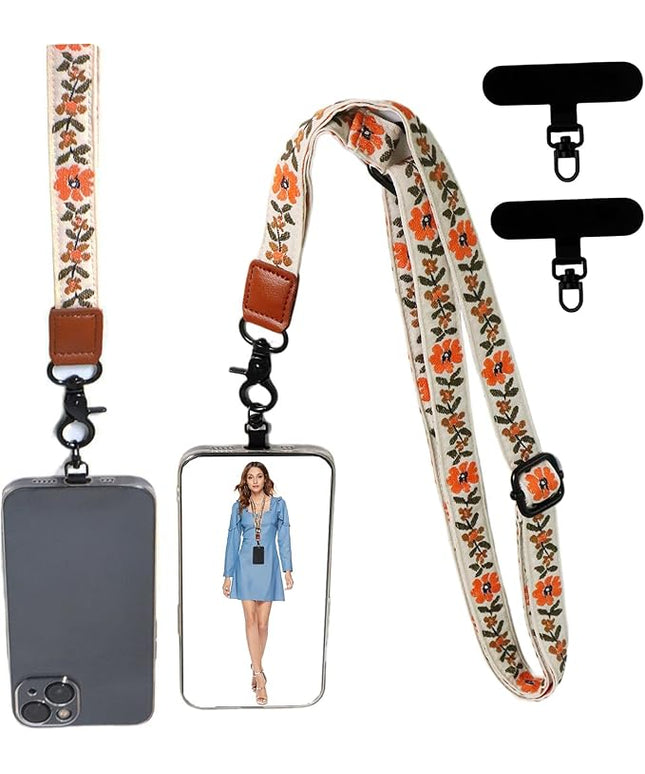 Adjustable Lanyard for Phone, Camera, Name Tags, ID card, Keychain and Wristlet Straps with 2 phone pads(Black)