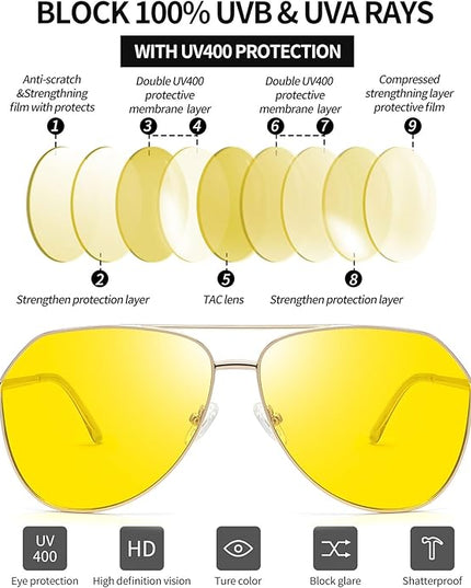 Joopin Polarized Metal Aviation Sunglasses Men, Classic Military Sun Glasses Women, Rectangle Shades UV400 Protection Costume