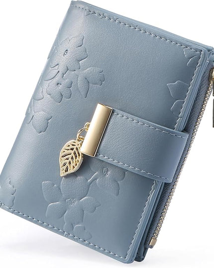 yiijay Small Wallet Women RFID Blocking Leather Bifold Wallet Credit Card Holder for Women Ladies Compact Wallet Mini Purse With Zipper Pocket