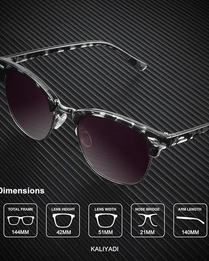KALIYADI Polarized Sunglasses for Men and Women Semi-Rimless Frame Driving Sun glasses UV Blocking